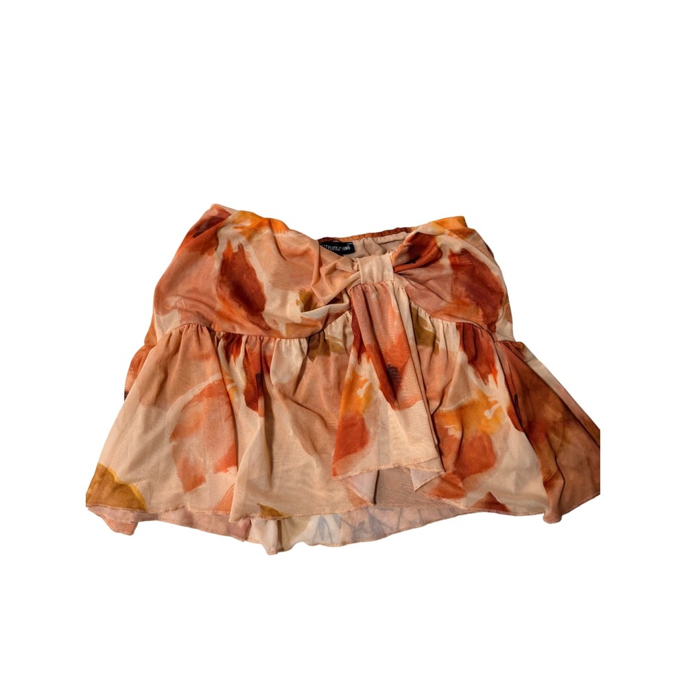 PrettyLittleThing Printed Mesh Ruffle Mini Skirt Size 6